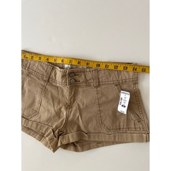 Aeropostale Khaki Low Rise Stretch Shorts Women 1/2 Flap Pockets Country - Picture 6 of 10
